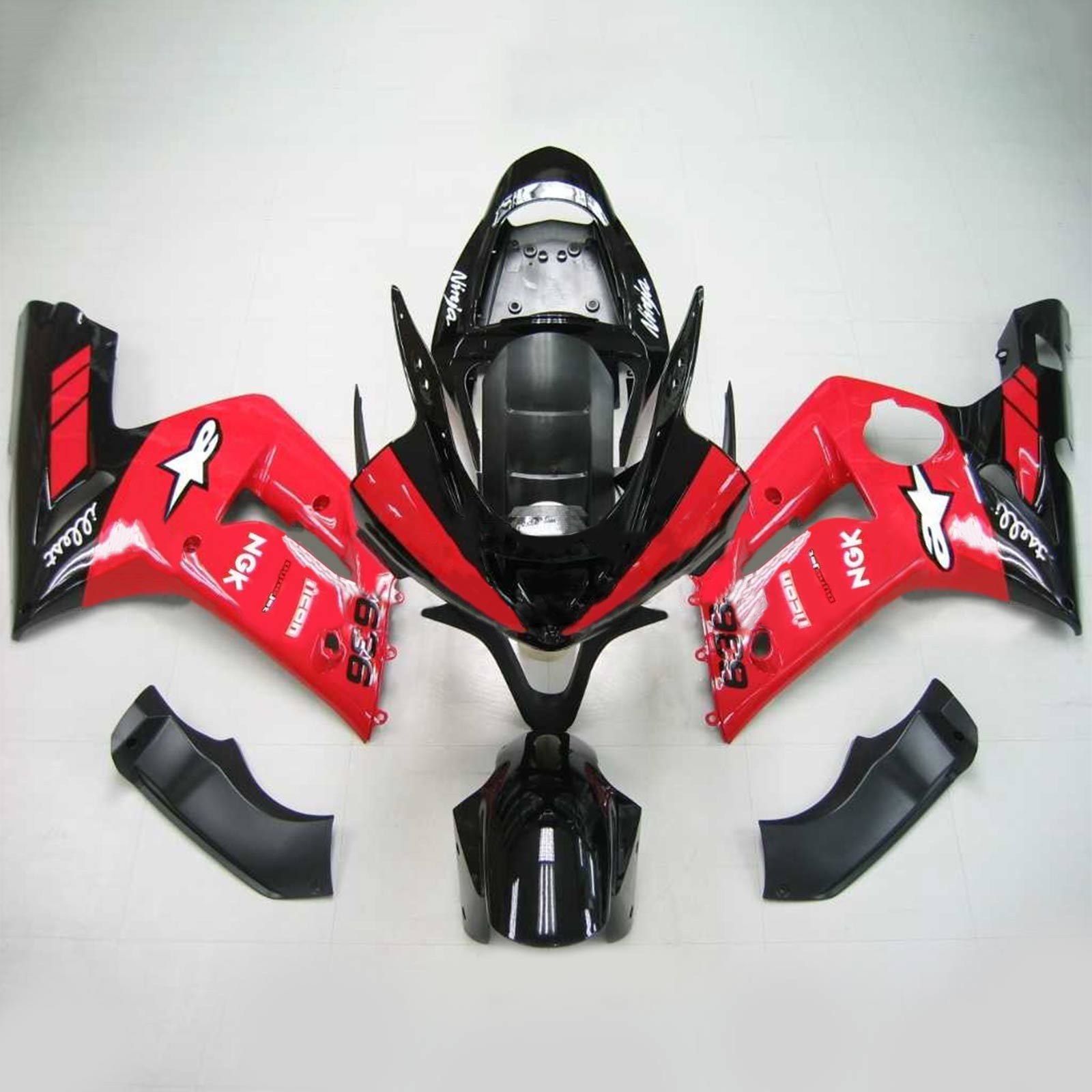 2003-2004 Kawasaki ZX6R 636 Amotopart Injeksjon Fairing Kit Bodywork Plast Abs #114