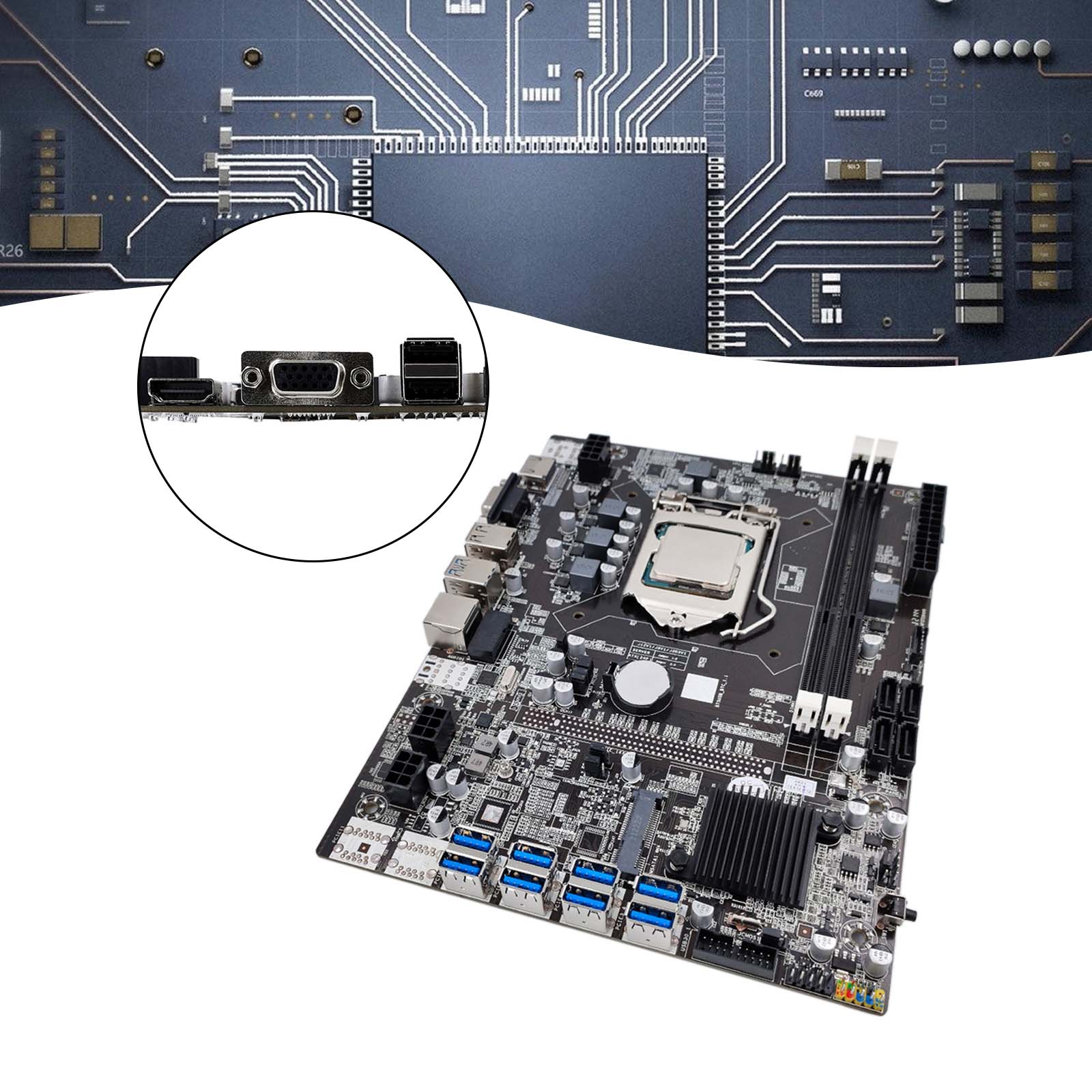 Placa base de minería de PC B250C BTC 12P PCI Express DDR4 para LGA1151 Gen6/7