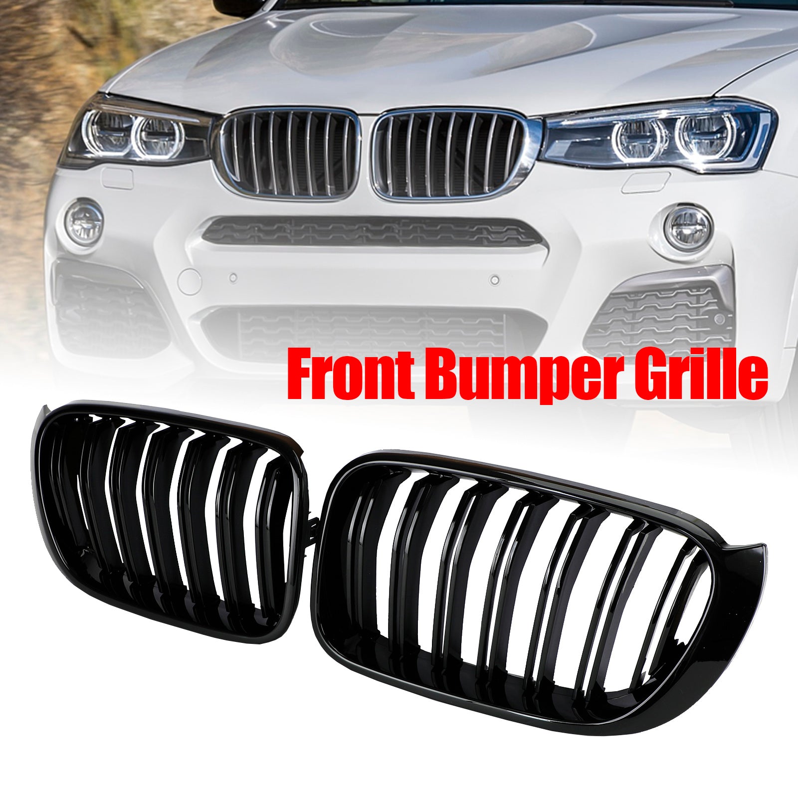 2014-2017 BMW X3 X4 F25 F26 Glanzend Zwart Voorbumper Niergrille Grill