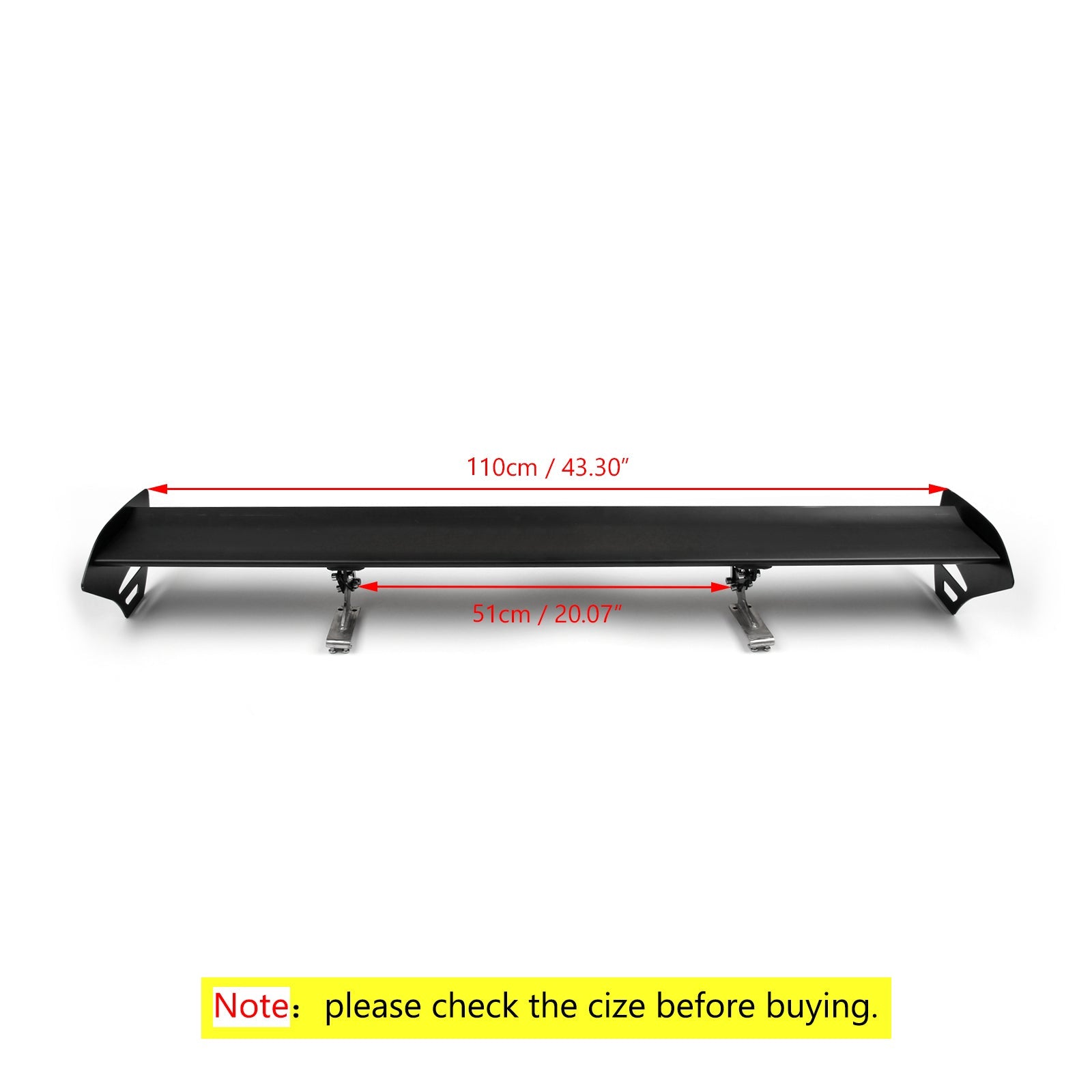 Universal Hatch Justerbar aluminium GT bakstammeving Racing Spoiler Black 15# Generisk