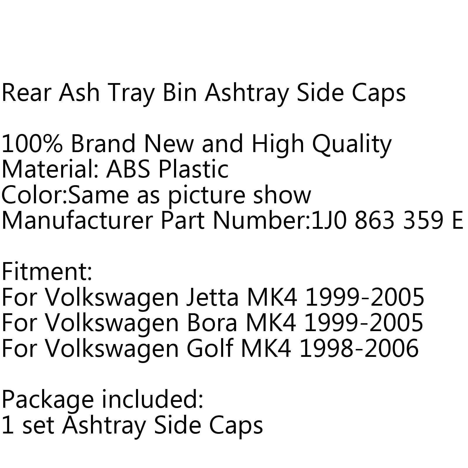 2st 1J0 863 359e bil baksäte aska bricka bin ashray box för vw bora golf mk4 generisk