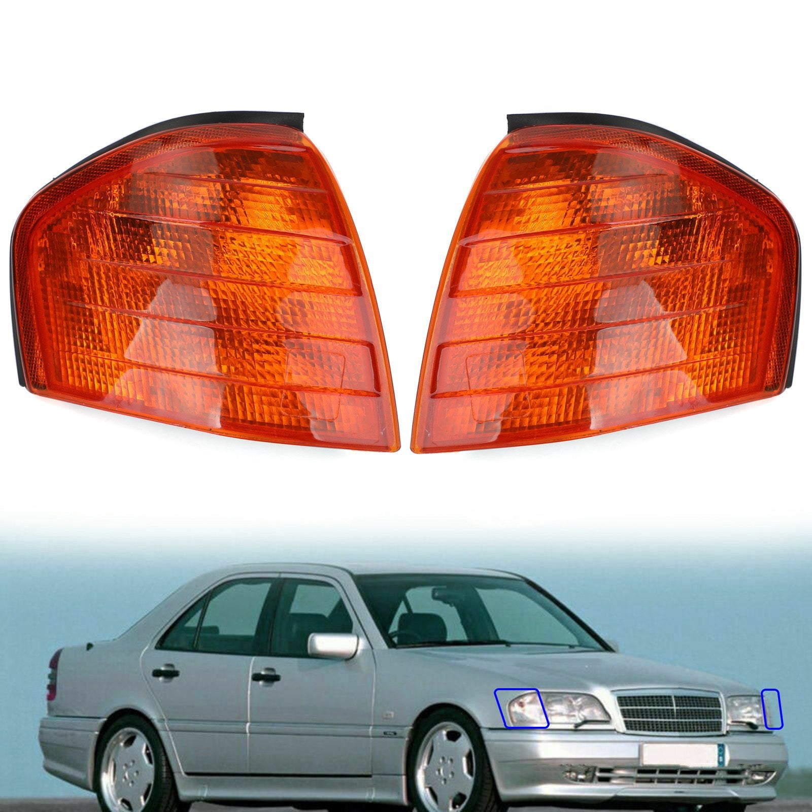 Luces de esquina izquierda/derecha y luces direccionales para Benz Clase C W202 1994-2000 Genérico