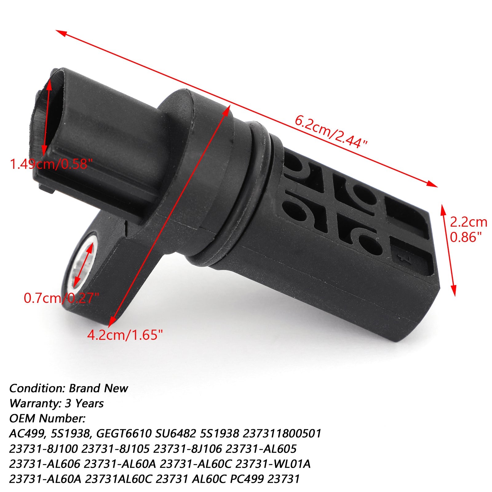 Nuevo sensor de posición del cigüeñal del motor 23731-Al60C se adapta al Altima Quest Murano genérico