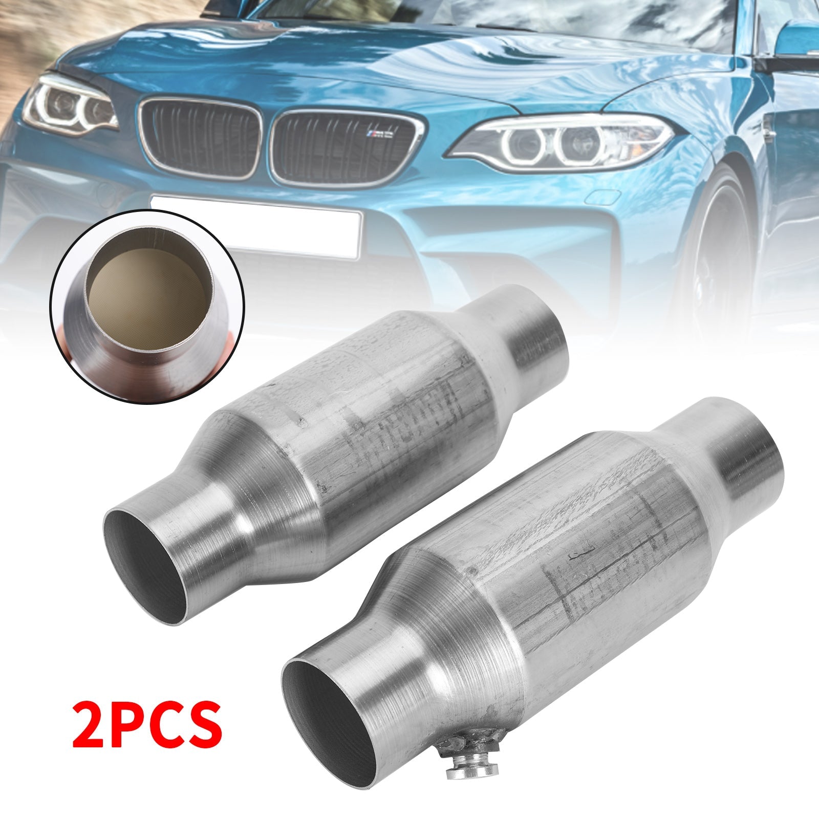 2X 2.5" Convertisseur catalytique universel haut débit en acier inoxydable 425250 générique