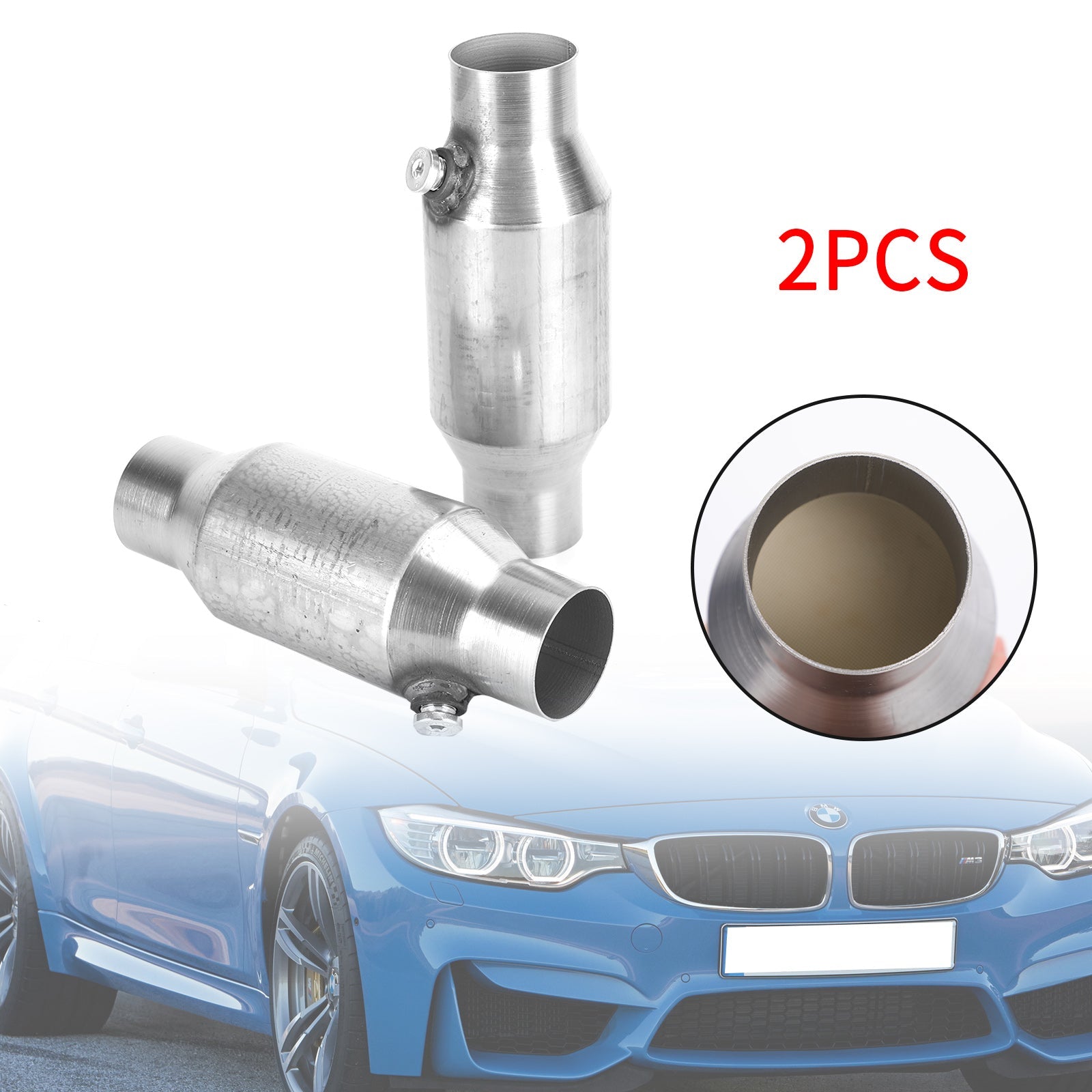 2X 2.5" Convertisseur catalytique universel haut débit en acier inoxydable 425250 générique