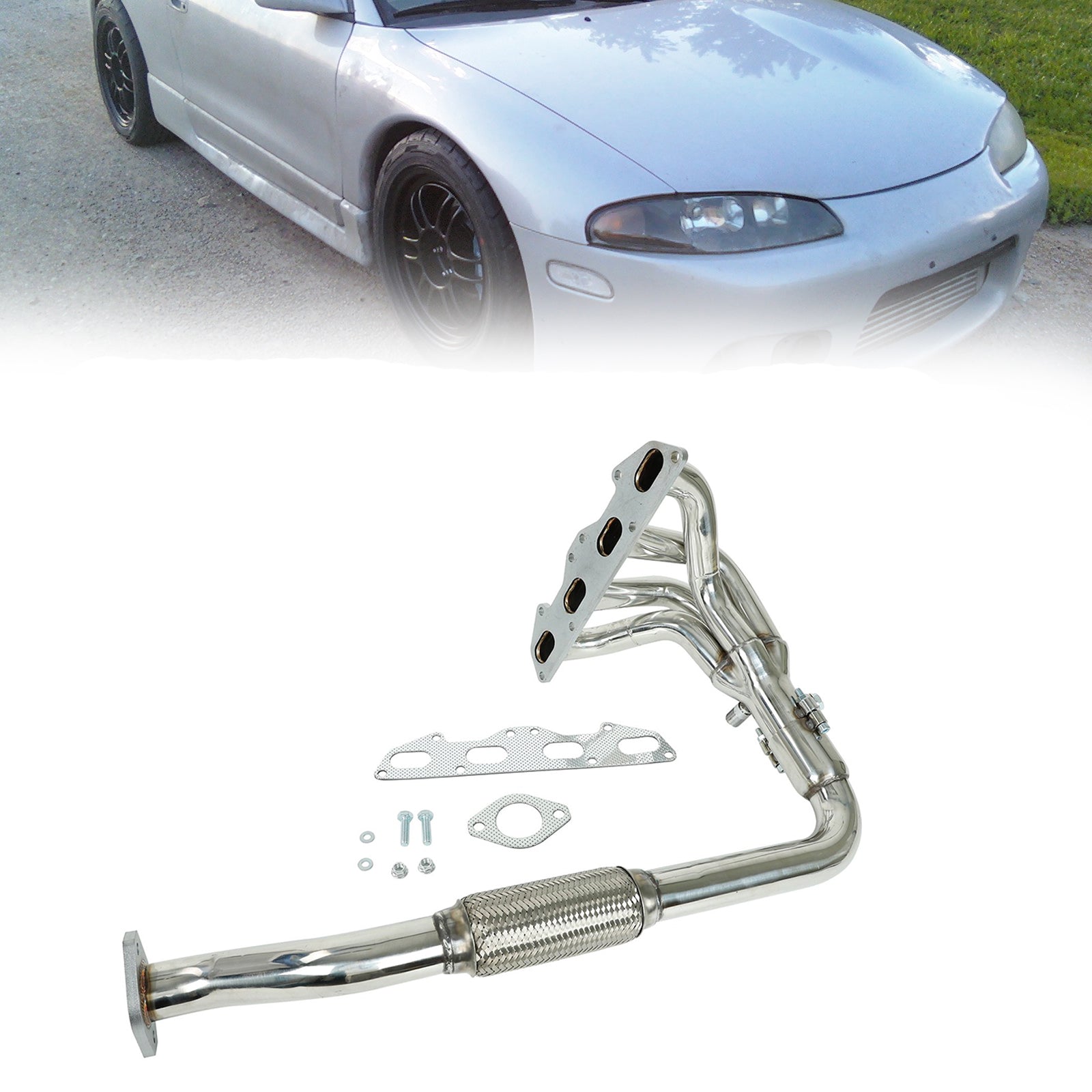 1995-1999 Mitsubishi Eclipse GST Hatchback 2d En-têtes de collecteur automatique en acier inoxydable