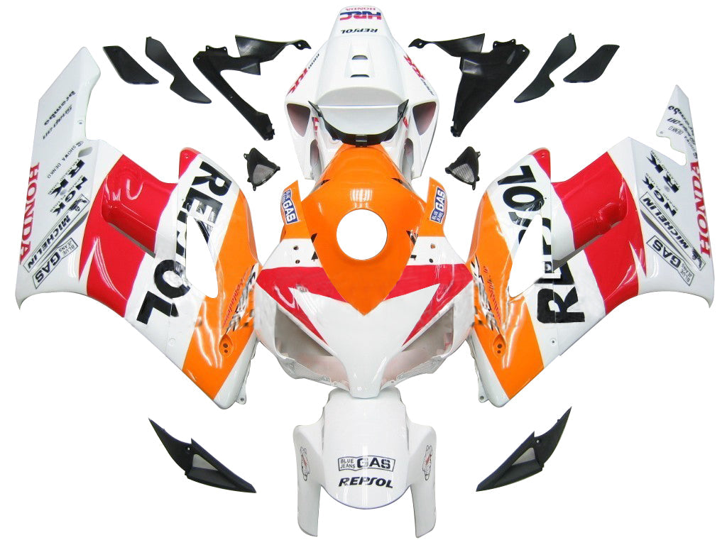 2004-2005 Honda CBR 1000 RR Amotopart Fairings White Orange Repsol Racing Coutums Cairring
