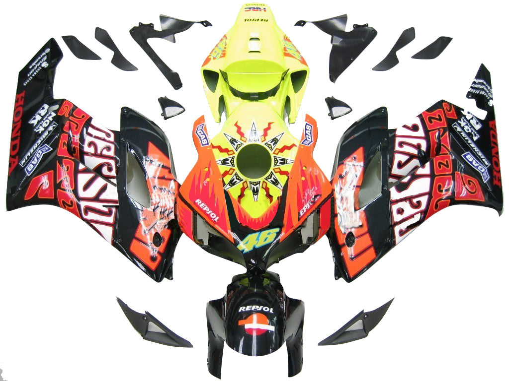 2004-2005 Honda CBR 1000 RR Black Jaune Valentino Rossi Racing Racing Amotopart Fairings