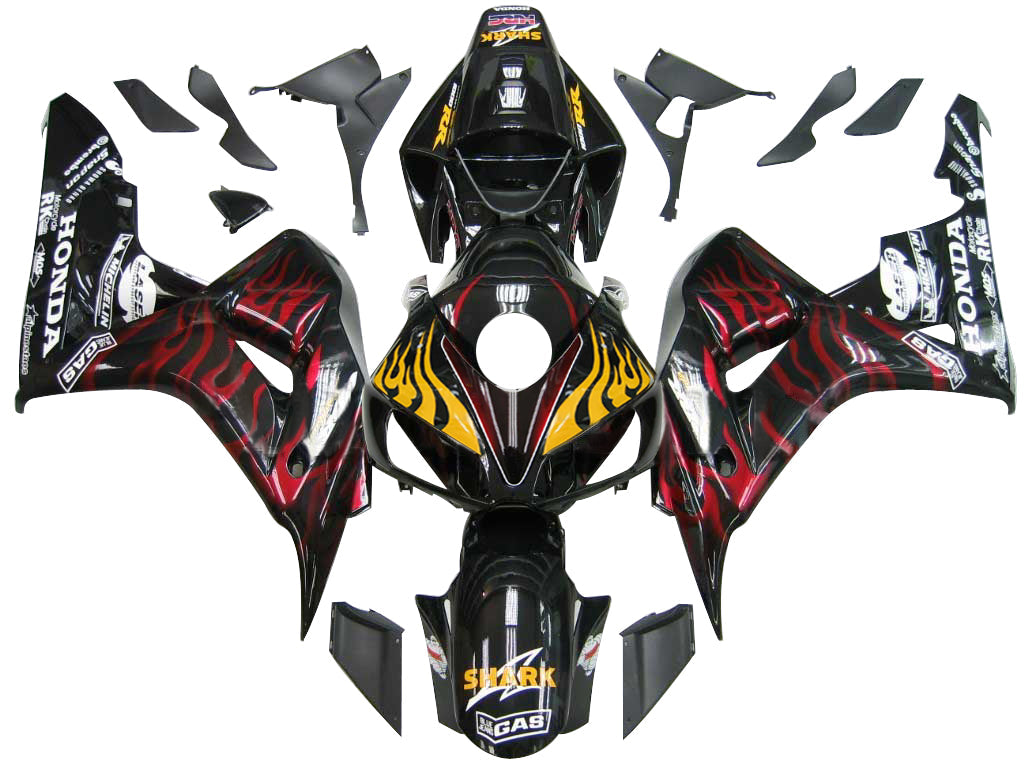 Honda CBR 1000 RR 2006-2007 Noir & Carénages génériques Red Flame Shark Racing