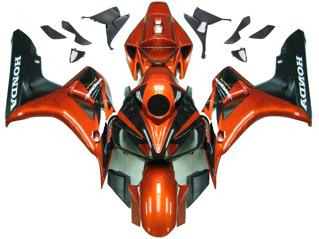 Honda CBR 1000 RR Orange métallisé 2006-2007 & Carénages CBR Racing noirs génériques