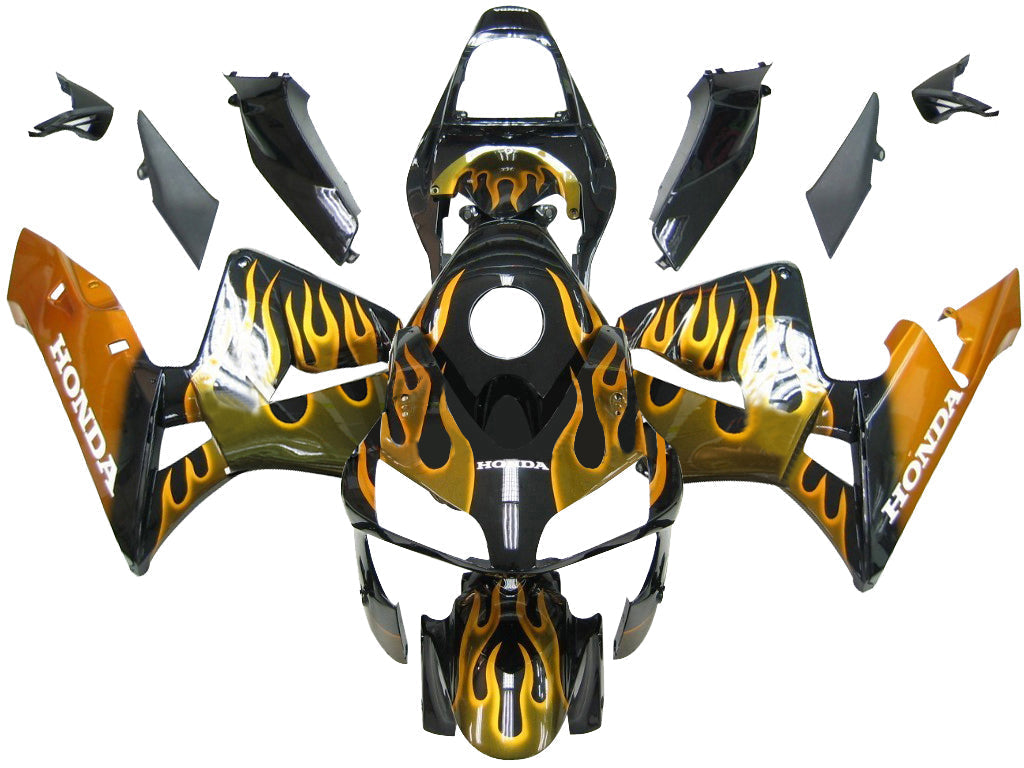 Honda CBR 600 RR, rok výroby 2003-2004, čierna & Generické kapotáže Gold Flame Racing