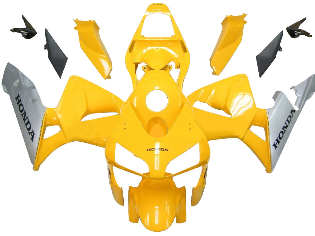 Carénages 2003-2004 Honda CBR 600 RR Jaune & Générique CBR Racing argenté