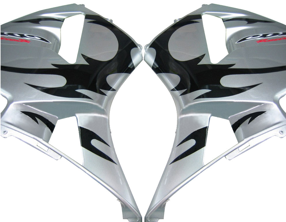 Carénages Honda CBR 600 RR 2003-2004 Argent & Tatouage tribal noir générique de course