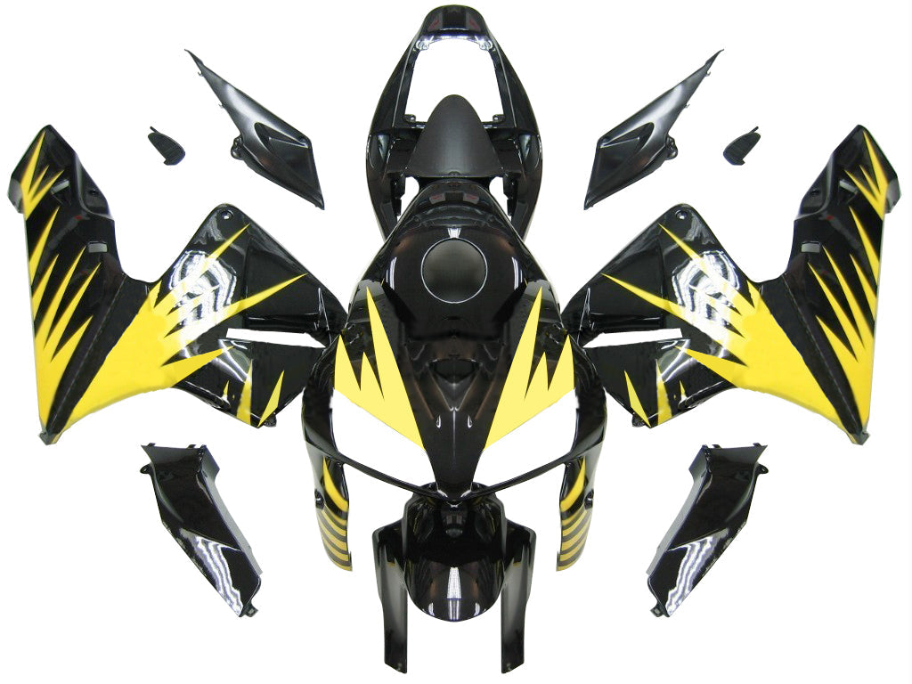 Honda CBR 600 RR 2005-2006 Noir & Carénages de course tribaux jaunes génériques