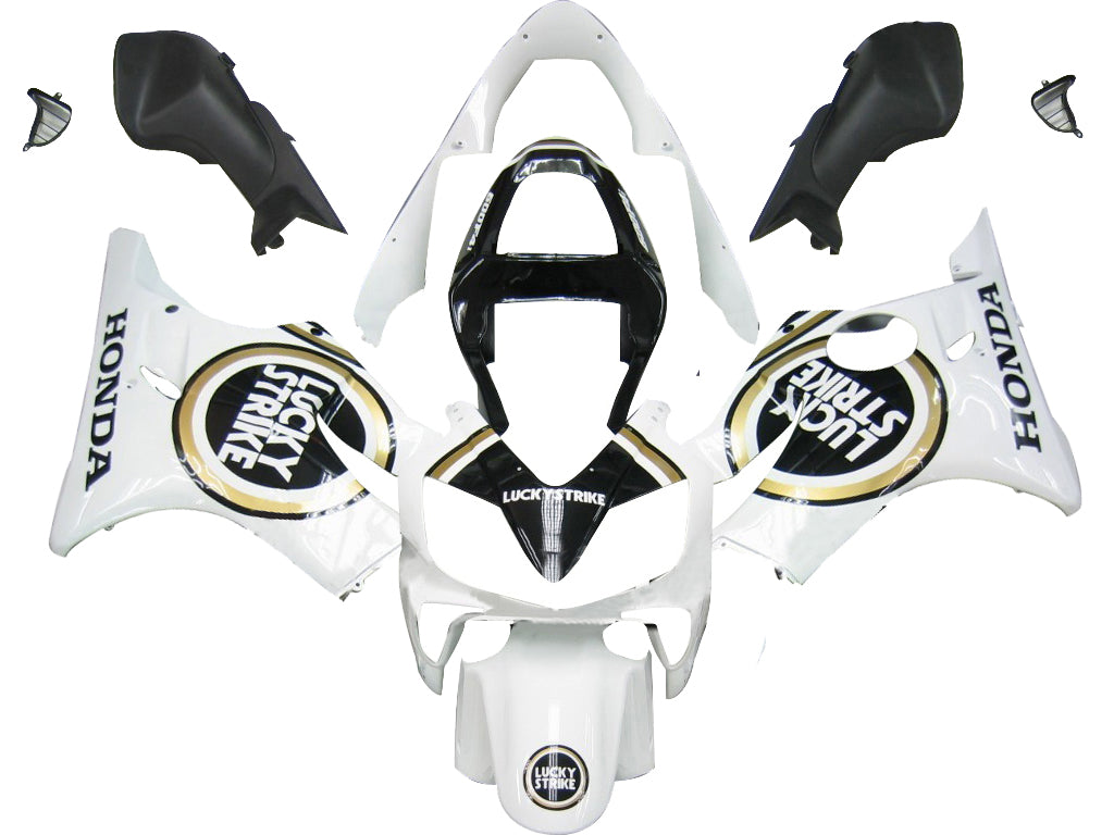 Honda CBR 600 F4i Blanc 2001-2003 & Carénages de course Lucky Strike noirs génériques