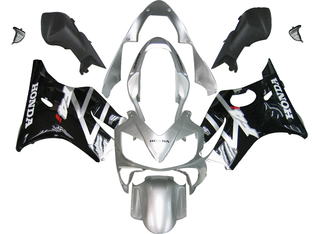 Honda CBR 600 F4i, strieborná, 2004-2007 & Čierne F4i Racing Fairings Generic