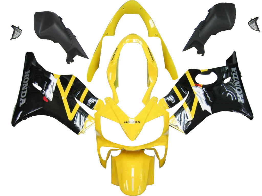 Honda CBR 600 F4i Jaune 2004-2007 & Carénages de course noirs F4i génériques