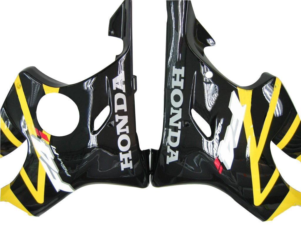 Honda CBR 600 F4i Jaune 2004-2007 & Carénages de course noirs F4i génériques