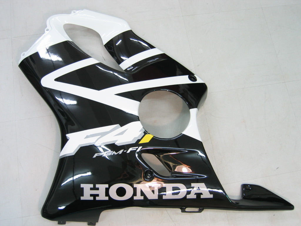 Honda CBR 600 F4i Preta 2004-2007 & Carenagens de corrida brancas F4i genéricas