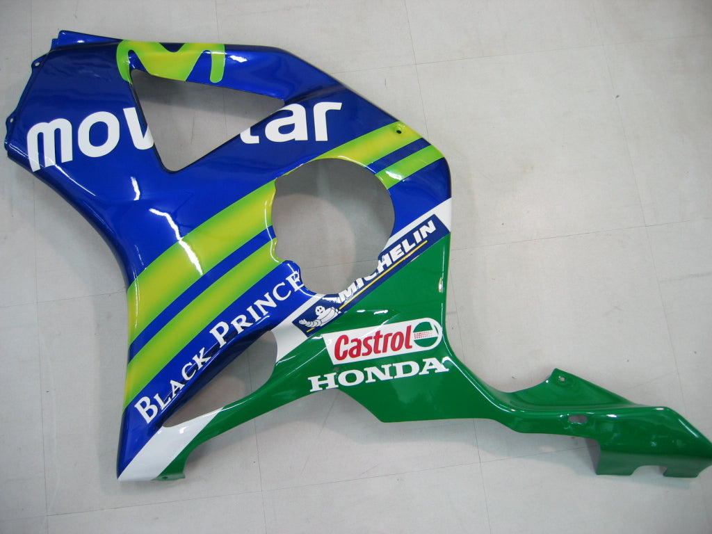 Honda CBR 954 RR Bleu 2002-2003 & Carénages Movistar Racing verts génériques