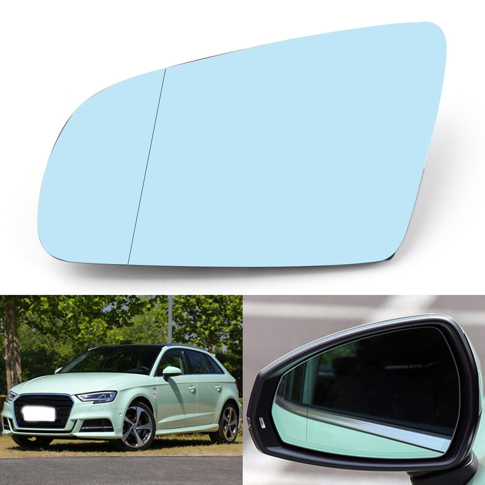 Ny venstre/høyre blå bakre speilglass for Audi A4 B6 B7 A6 C6 2005-2008 Generisk