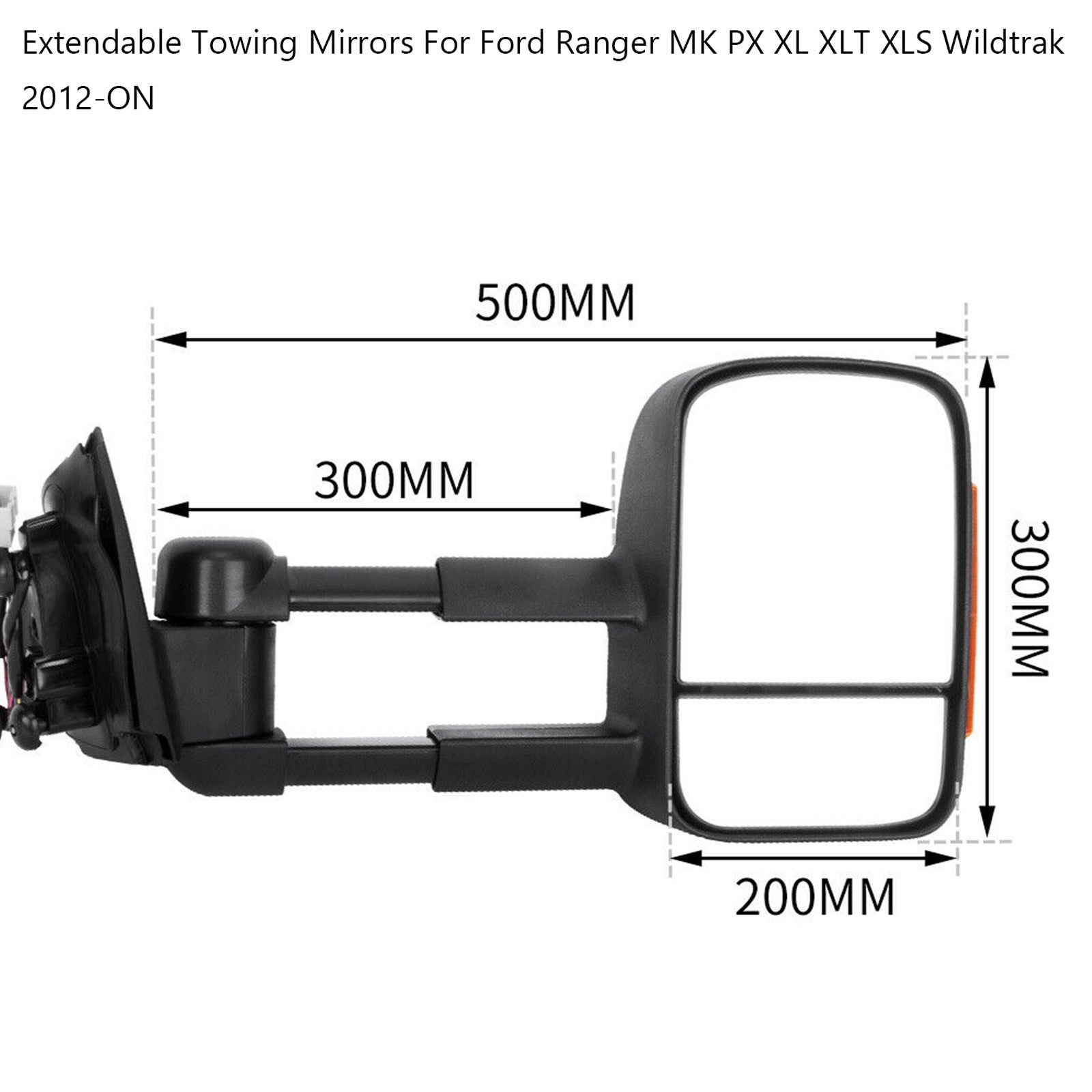 2012-on Ford Ranger Mk Px XL XLT XLS WildTrak Extendable Towing Mirrors Generic