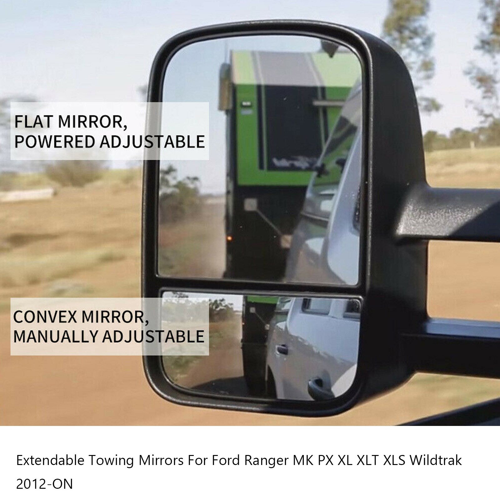2012-on Ford Ranger Mk Px XL XLT XLS WildTrak Extendable Towing Mirrors Generic