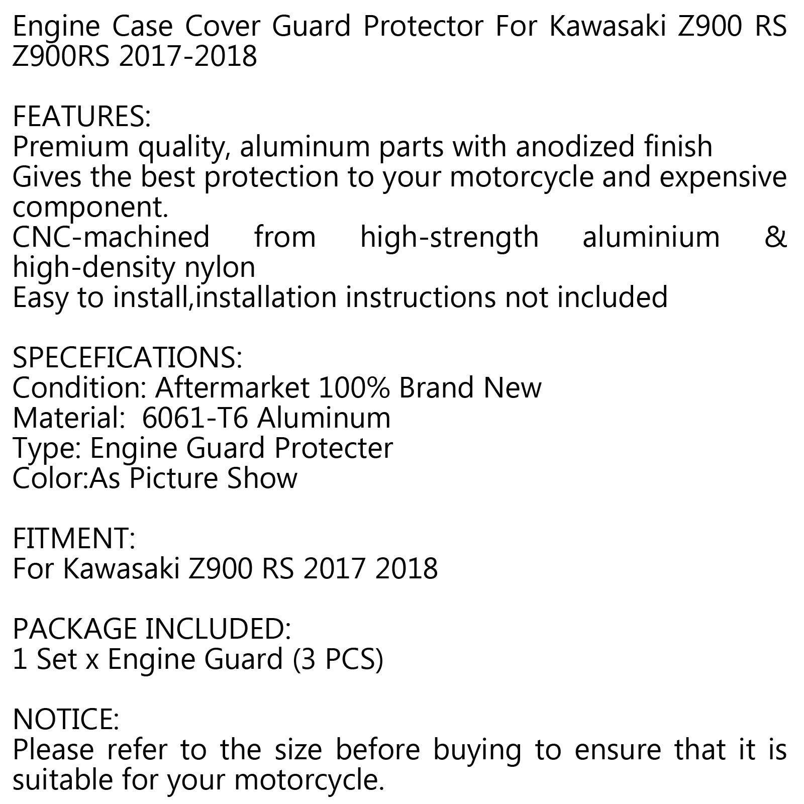 KAWASAKI Z900RS 2017 2018 Motorvakt Sprocket Kedjans fall stator Clutch Cover