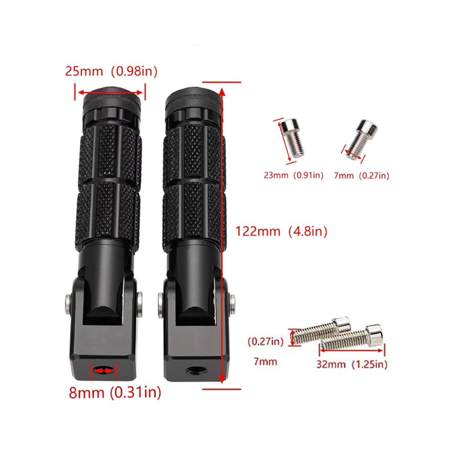 Repose-pieds arrière universels M8, repose-pieds fixes à 90 degrés, pédale de passager pliante générique