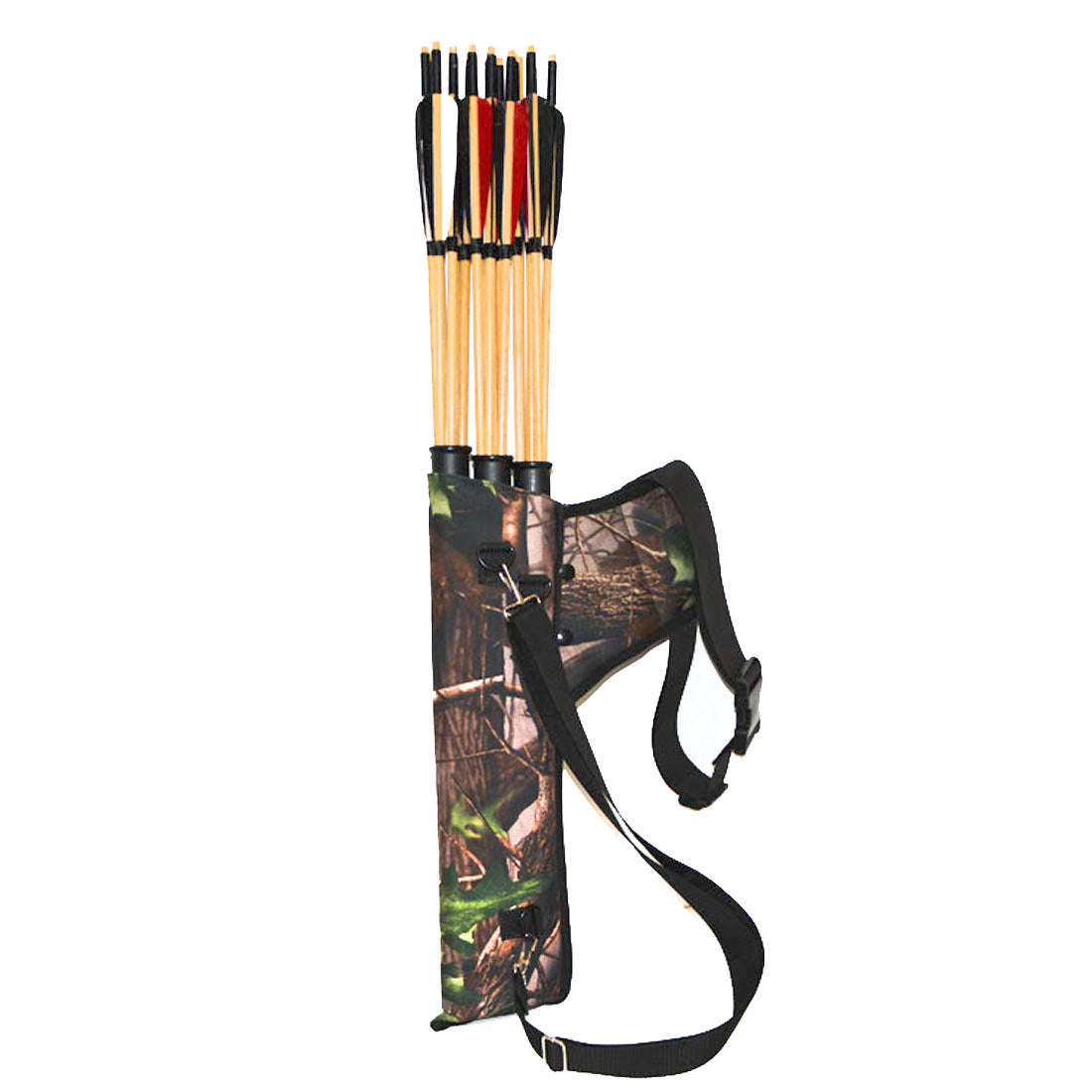 Bueskyting Arrow Quiver Holder 3 Tube Back Waist Shoulder Strap Bag Pose Hunting