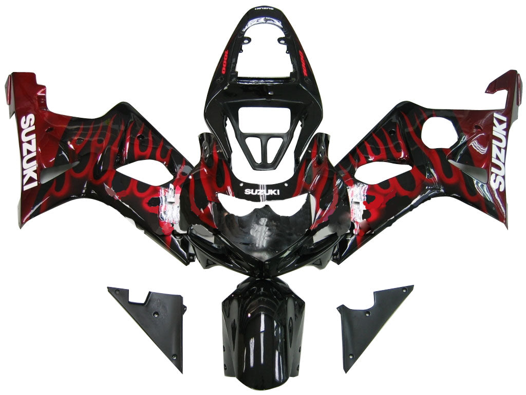 2000-2002 Suzuki GSXR 1000 Zwart & Red Flame Racing Kuipen Generiek
