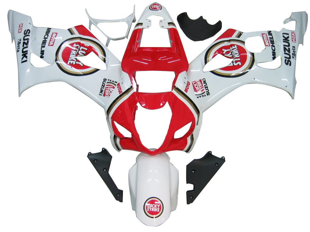 2003-2004 Suzuki GSXR 1000 witte en rode Lucky Strike Racing stroomlijnkappen algemeen