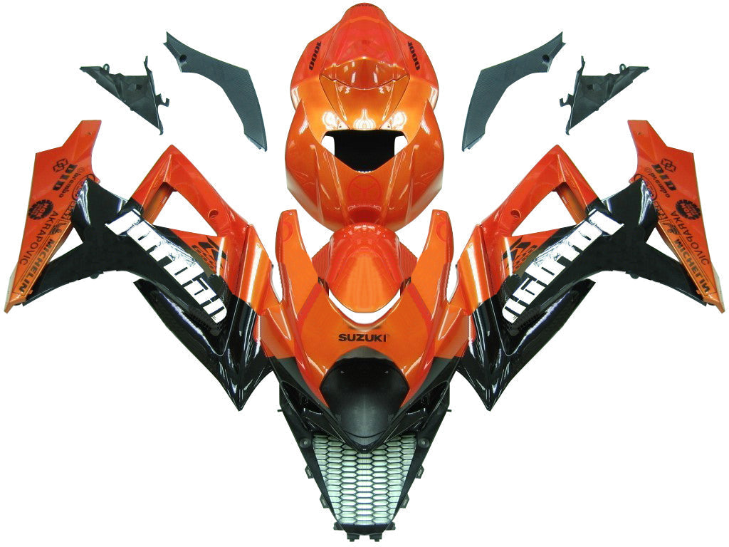 Suzuki GSXR 1000 Orange Métallisé 2007-2008 & Carénages Jordan Racing noirs génériques