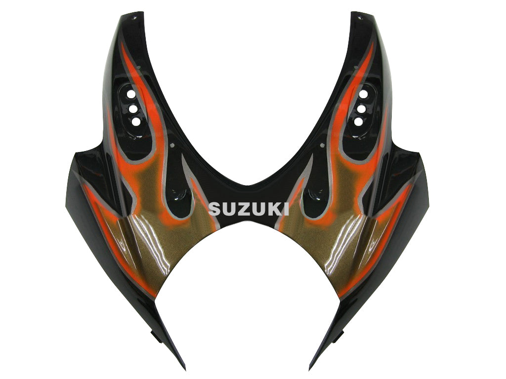 Suzuki GSXR 1000, rok výroby 2007-2008, čierna & Orange Gold Flame Racing Fairings Generic