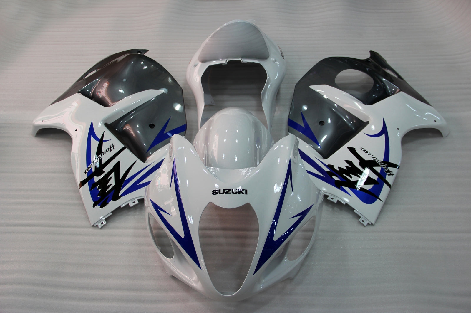 Carenados de carreras Suzuki GSX 1300 Hayabusa 2008-2020, color blanco, gris y azul, genéricos
