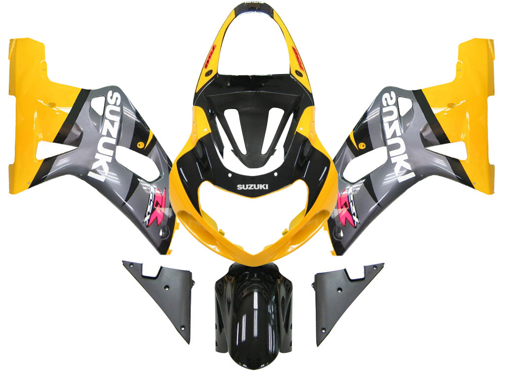 Suzuki GSXR 600 Plata 2001-2003 & Carenados de carreras GSXR amarillos genéricos