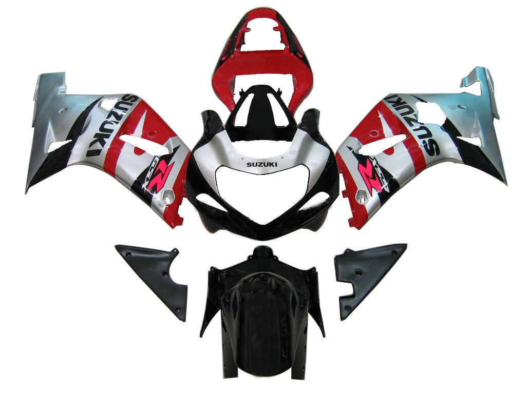 2001-2003 Suzuki GSXR 600 Silver Red Black GSXR Racing Fairings Generic