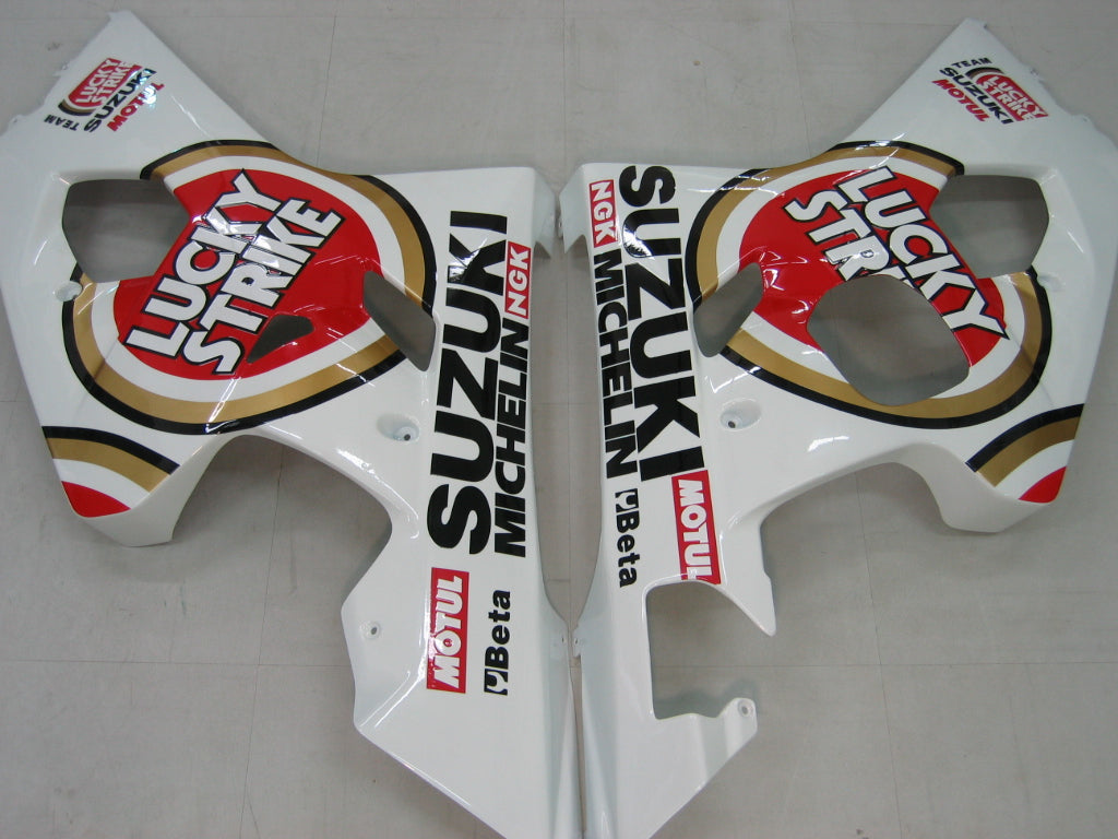 2004-2005 Suzuki GSXR 600 750 Amotopart Kåpor Vita & Röd Lucky Strike Racing