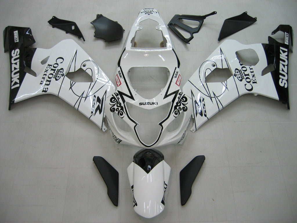 2004-2005 GSXR 600/750 White Bodywork Fairing ABS Injection Molded Plastics Set Generic