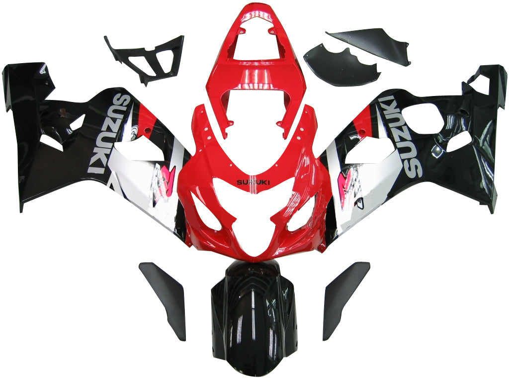 Carénages Amotopart blancs pour Suzuki GSXR 600 750 2004-2005 & Course de Lucky Strike rouge