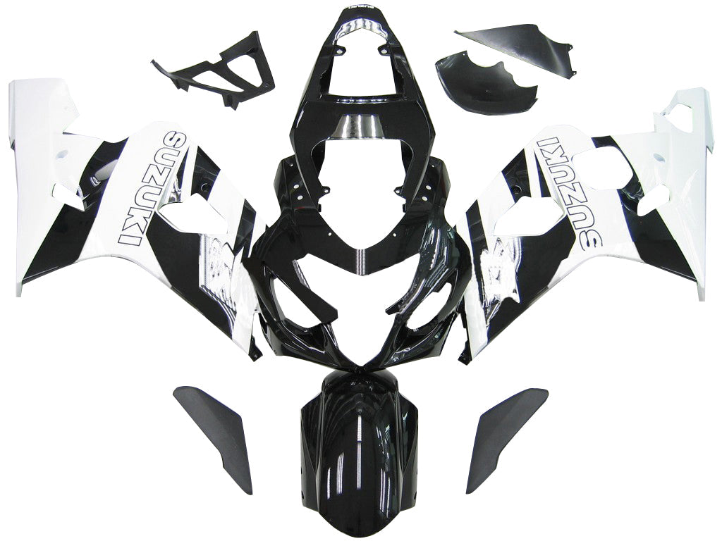 2004-2005 Suzuki GSXR 600 750 Black White Suzuki GSXR Racing Fairings Generic
