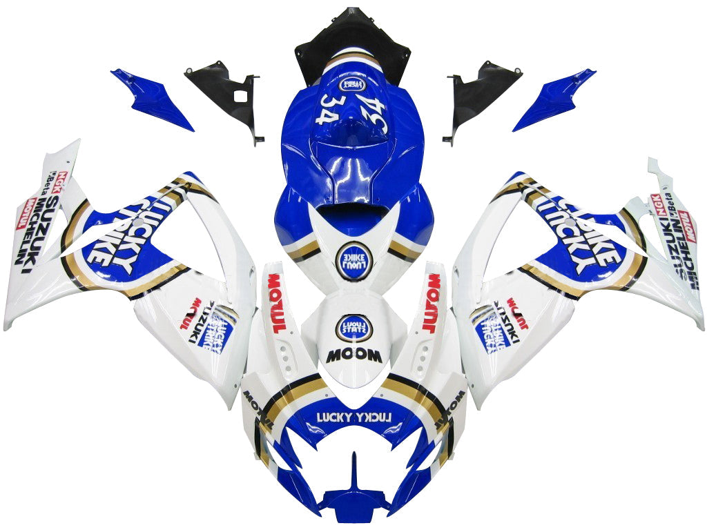 2006-2007 Suzuki GSXR 600 750 Vitblå Lucky Strike Racing Fairings Generic
