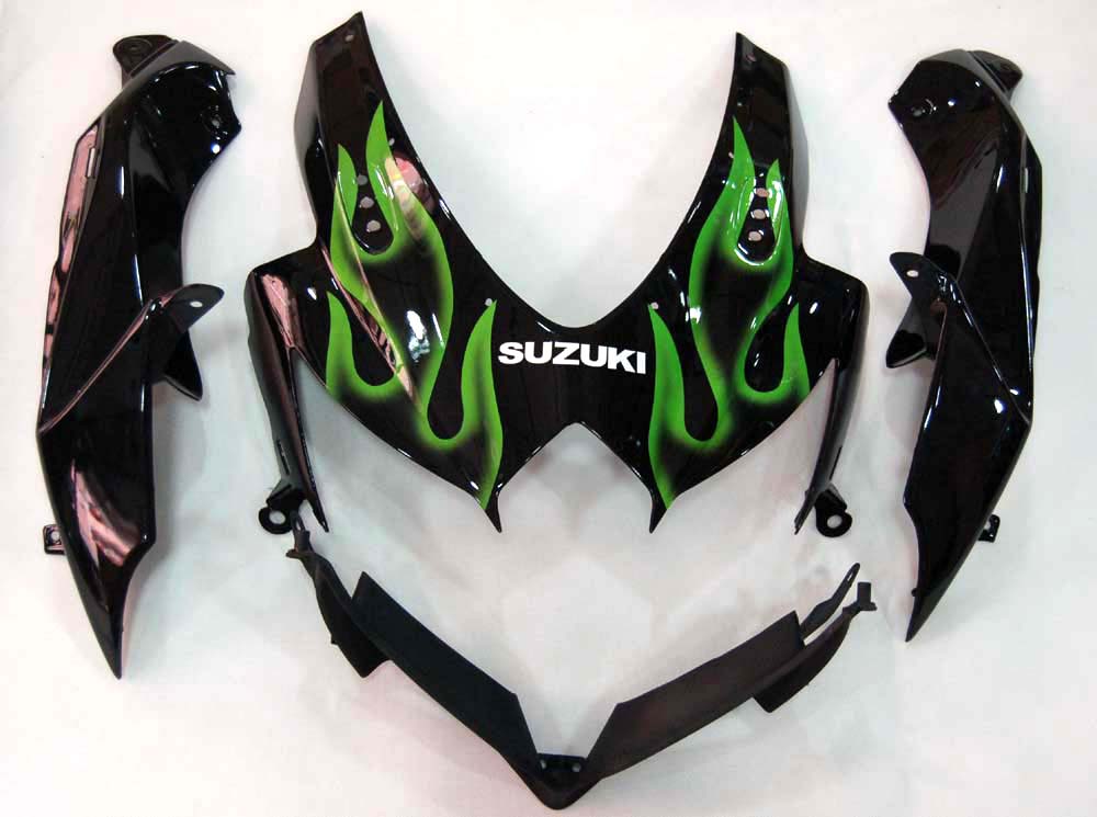 2008-2010 Suzuki GSXR 600 750 Zwart & Green Flame GSXR Racing Kuipen Generiek