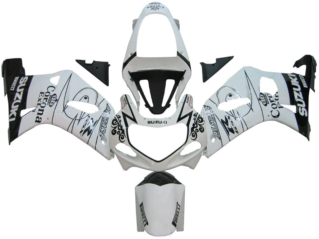 2001-2003 Suzuki GSXR 750 Fairings White Black Alstare Corona Racing Generic
