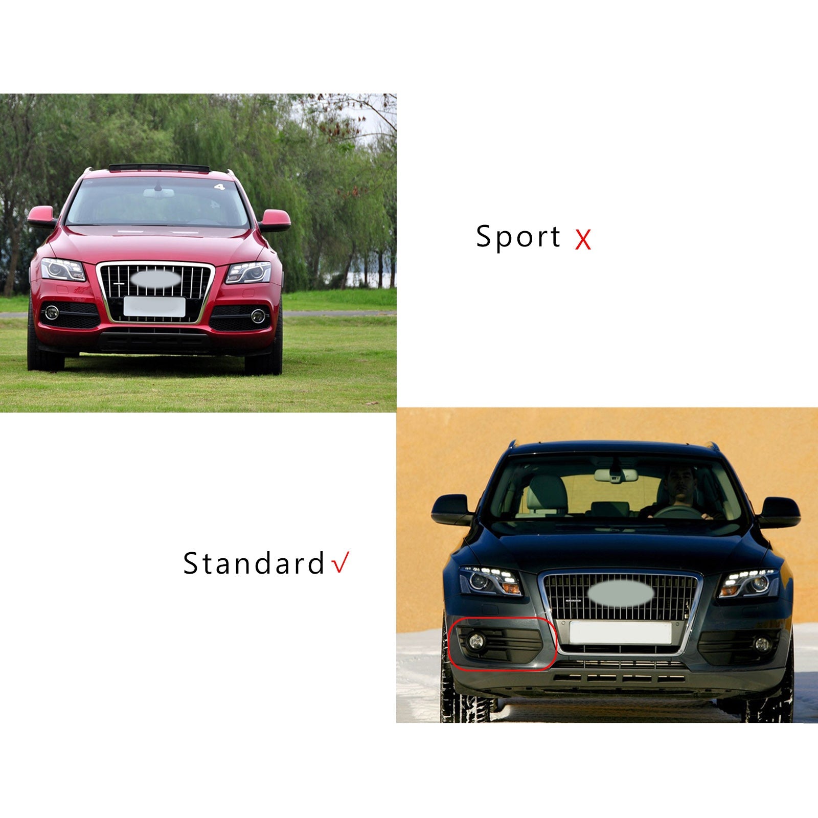 2009-2011 Audi Q5 1PC L/R Predný nárazník Gitter Fog Light Lamp Covers Trim Generic