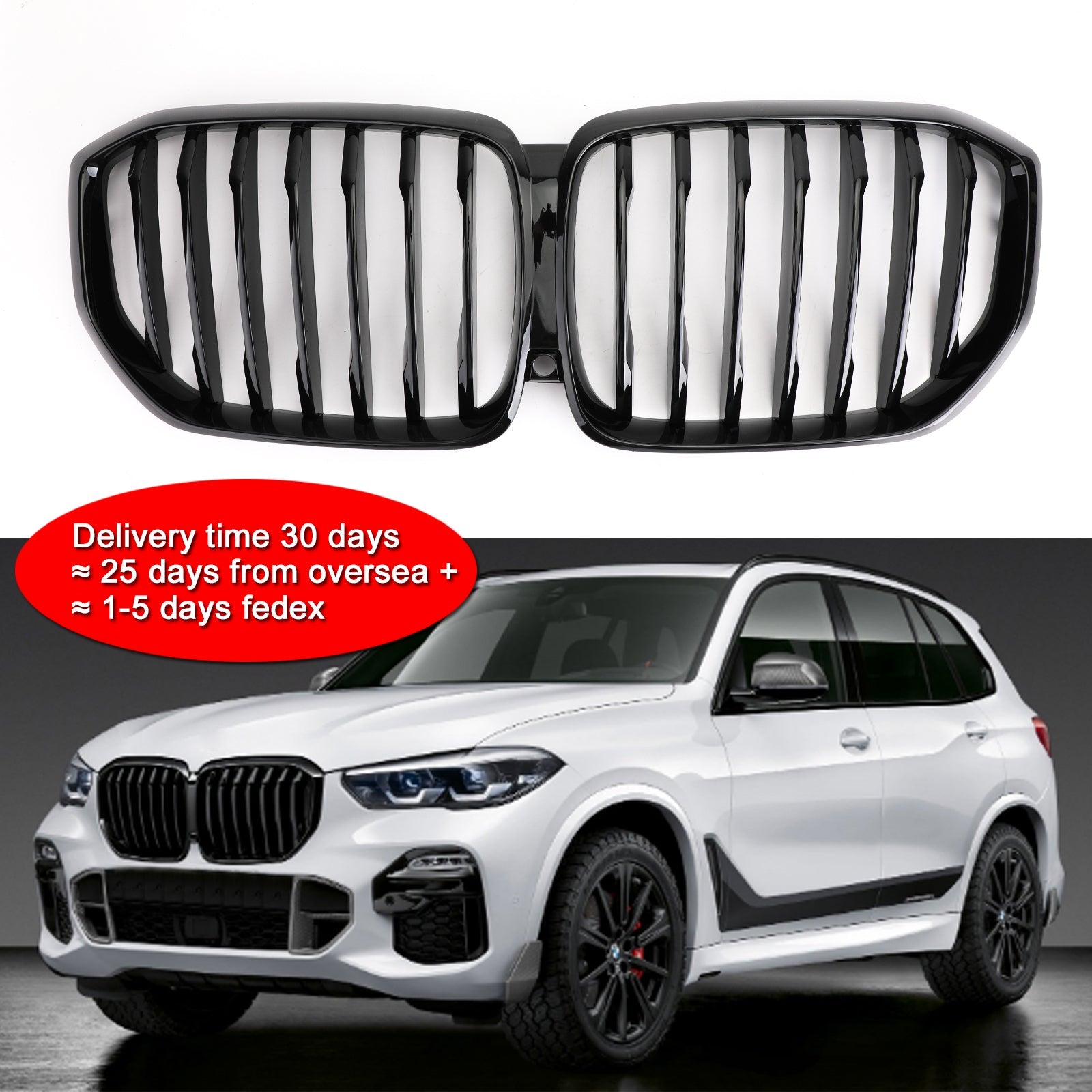 2019 BMW X5 G05 Niergrill vooraan Grille Performance Glanzend Glanzend Zwart Generiek