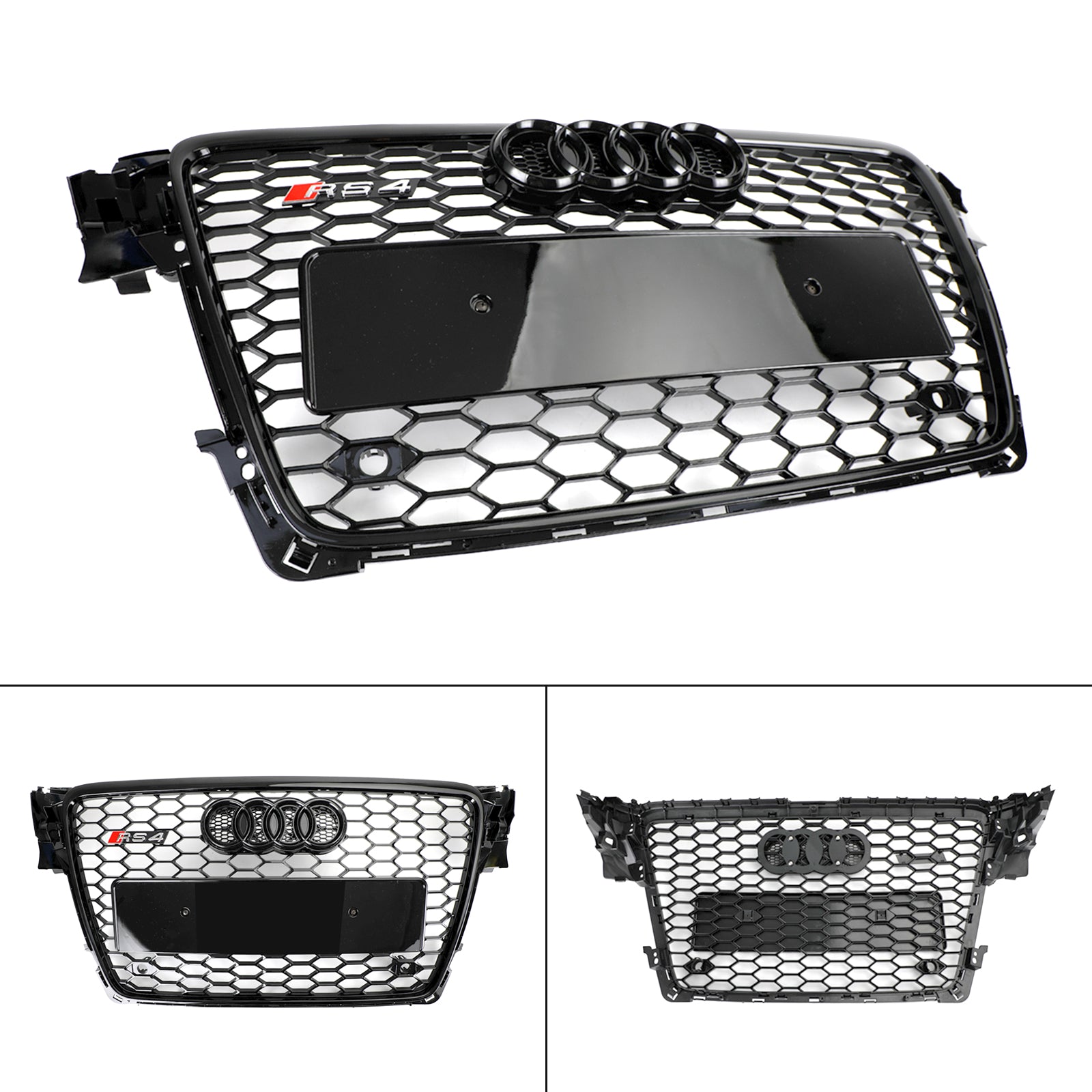 2009-2012 Audi A4 B8 RS4-stil Honeycomb Sport Mesh Sexkantsgaller & Dimljus öppen ventilationsgaller