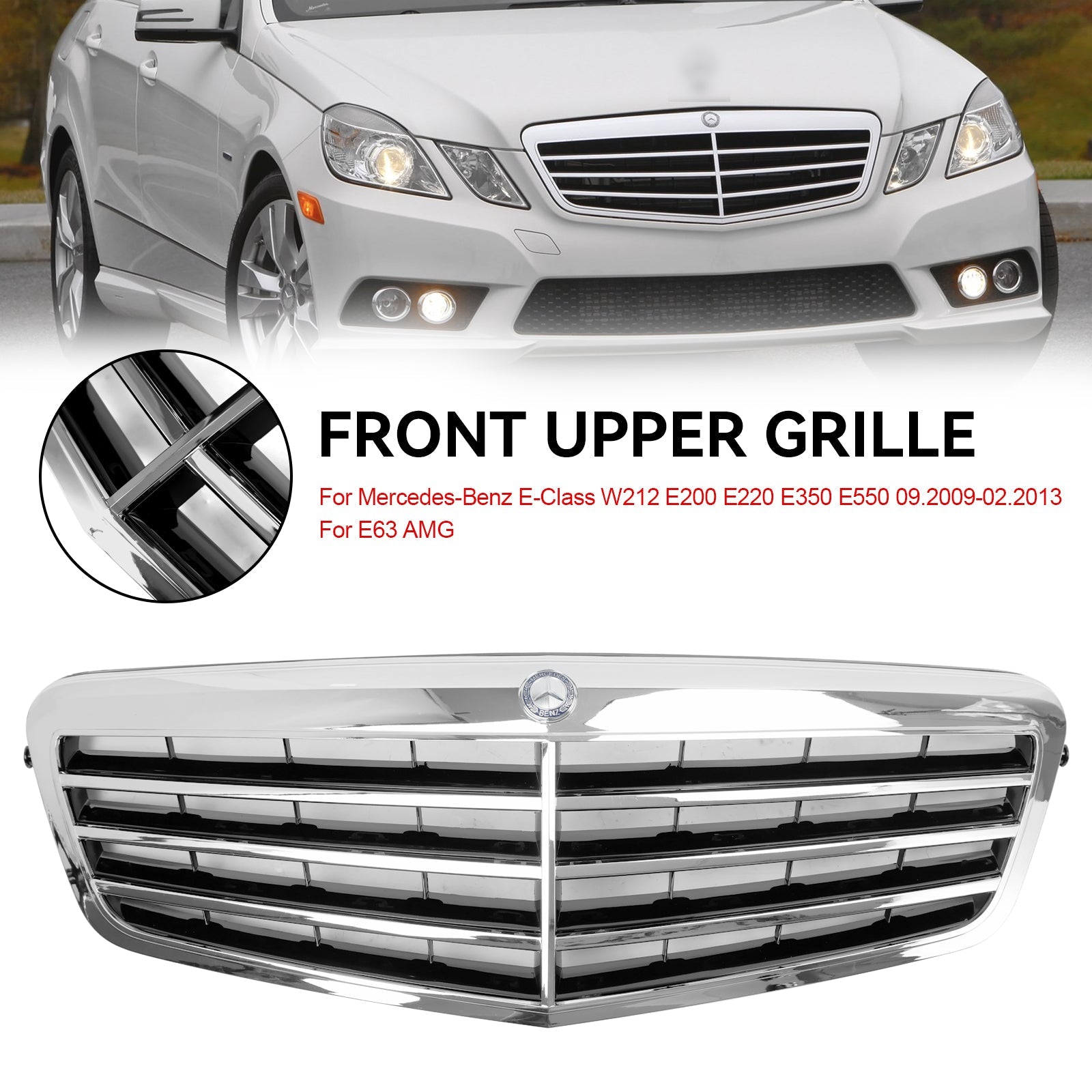 Mercedes-Benz Classe E 2010-2013 W212 Grille de calandre avant chromée E350 E550