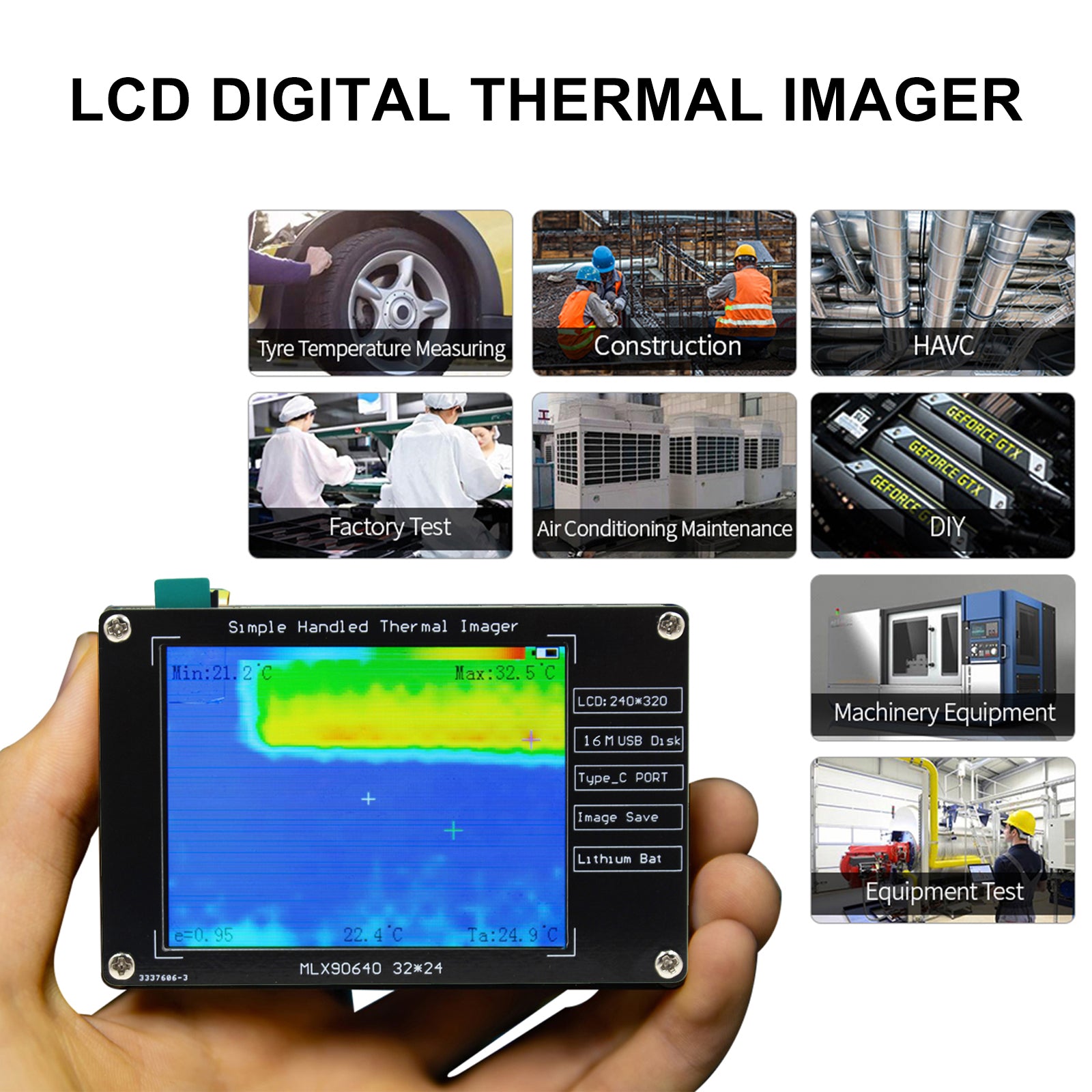 MLX90640 2.8" Cámara termográfica para reparaciones electrónicas