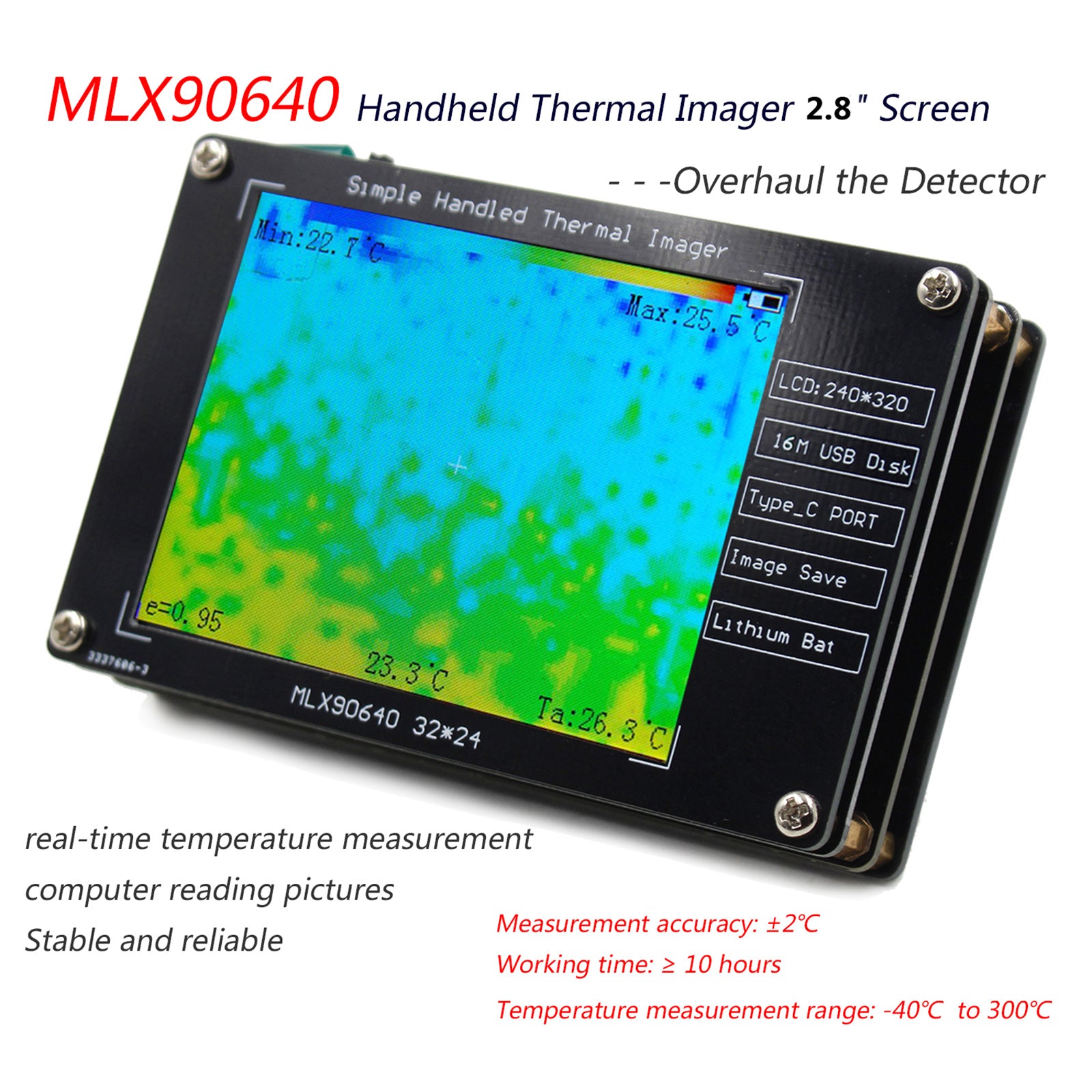 MLX90640 2.8" Cámara termográfica para reparaciones electrónicas